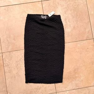 Anthropologie Black Textured Midi Skirt Size Small NWT Elastic Waist $118 Retail